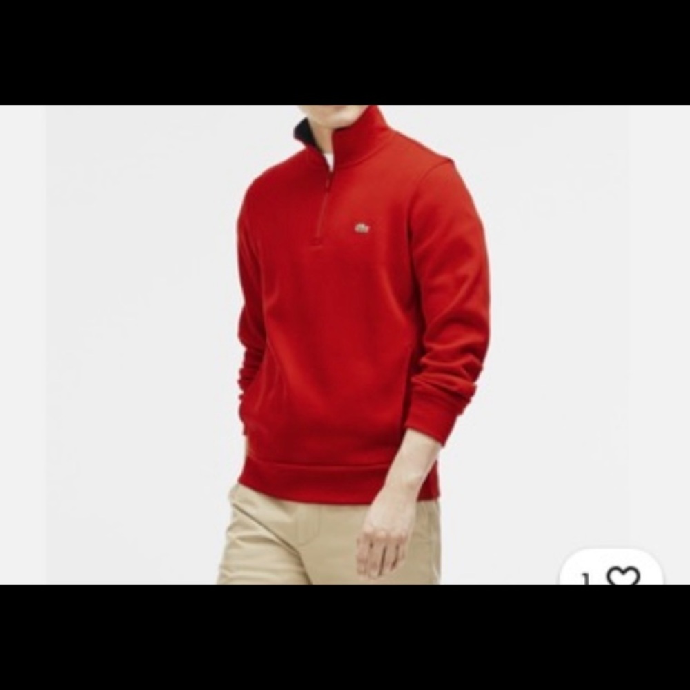 Y2K Lacoste 1/4 Zip Lightweight Sweatshirt Men Sz 5 Red/Navy Blue Excellent cond